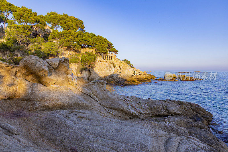 Platja D'Aro日落景观在11月Cala Sa Cova